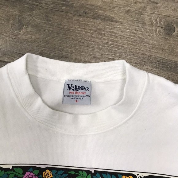 Vintage Volunteer Knit Apparel Crewneck Sweatshirt Size Large Nature Floral Bird - Picture 4 of 8